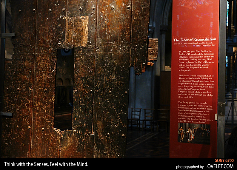 Chapter Door(1492년에 Ormond 백작과 Kildare 백작의 평화적인 화해를 기념하기 위한 문, Kildare 백작이 이 문에 구멍을 내고 Chapter House에 피신해 있던 그의 적이었던 Ormond 백작에게 손을 내밀어 악수를 하였다고 한다.)